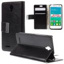 CUSTODIA FLIP ORIZZONTALE SIMILPELLE per ALCATEL IDOL 2 MINI, ONE TOUCH 6016 CON STAND E TASCHE PORTA CARTE COLORE NERO