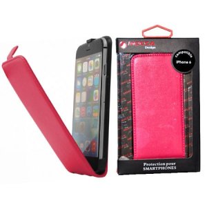 CUSTODIA FLIP VERTICALE SLIM PELLE per APPLE IPHONE 6, IPHONE 6S 4,7" POLLICI COLORE ROSA ALTA QUALITA' MOCCA BLISTER