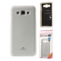 CUSTODIA GEL TPU SILICONE per SAMSUNG SM-E700 GALAXY E7 COLORE BIANCO LUCIDO CON GLITTER ALTA QUALITA' MERCURY BLISTER