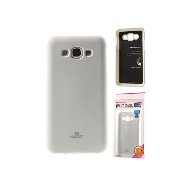 CUSTODIA GEL TPU SILICONE per SAMSUNG SM-E700 GALAXY E7 COLORE BIANCO LUCIDO CON GLITTER ALTA QUALITA' MERCURY BLISTER