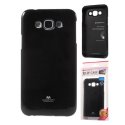 CUSTODIA GEL TPU SILICONE per SAMSUNG SM-E700 GALAXY E7 COLORE NERO LUCIDO CON GLITTER ALTA QUALITA' MERCURY BLISTER