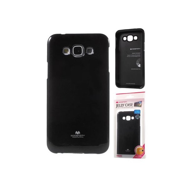 CUSTODIA GEL TPU SILICONE per SAMSUNG SM-E700 GALAXY E7 COLORE NERO LUCIDO CON GLITTER ALTA QUALITA' MERCURY BLISTER