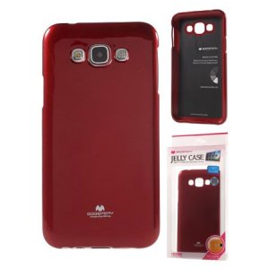 CUSTODIA GEL TPU SILICONE per SAMSUNG SM-E700 GALAXY E7 COLORE ROSSO LUCIDO CON GLITTER ALTA QUALITA' MERCURY BLISTER