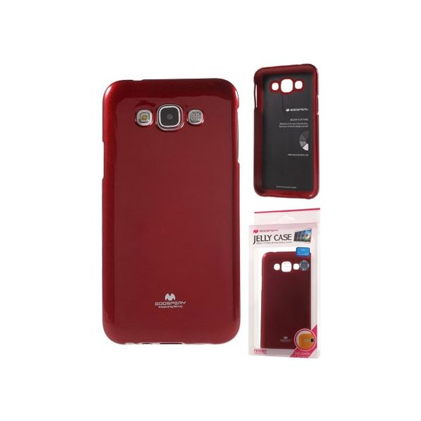 CUSTODIA GEL TPU SILICONE per SAMSUNG SM-E700 GALAXY E7 COLORE ROSSO LUCIDO CON GLITTER ALTA QUALITA' MERCURY BLISTER