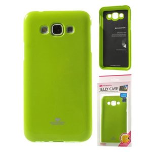 CUSTODIA GEL TPU SILICONE per SAMSUNG SM-E700 GALAXY E7 COLORE VERDE LUCIDO CON GLITTER ALTA QUALITA' MERCURY BLISTER