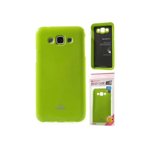 CUSTODIA GEL TPU SILICONE per SAMSUNG SM-E700 GALAXY E7 COLORE VERDE LUCIDO CON GLITTER ALTA QUALITA' MERCURY BLISTER