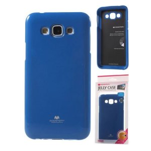 CUSTODIA GEL TPU SILICONE per SAMSUNG SM-E700 GALAXY E7 COLORE BLU LUCIDO CON GLITTER ALTA QUALITA' MERCURY BLISTER