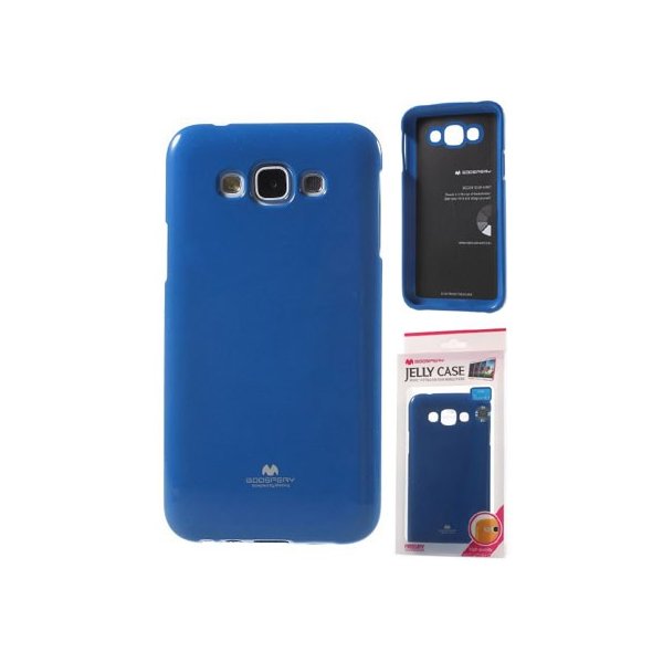 CUSTODIA GEL TPU SILICONE per SAMSUNG SM-E700 GALAXY E7 COLORE BLU LUCIDO CON GLITTER ALTA QUALITA' MERCURY BLISTER