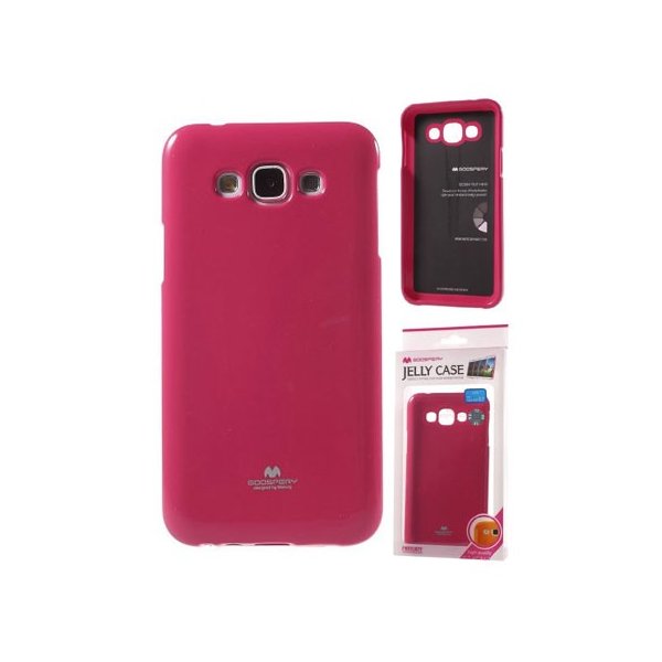 CUSTODIA GEL TPU SILICONE per SAMSUNG SM-E700 GALAXY E7 COLORE FUCSIA LUCIDO CON GLITTER ALTA QUALITA' MERCURY BLISTER