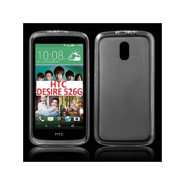 CUSTODIA per HTC DESIRE 526G DUAL SIM, DESIRE 526G+ DUAL SIM, DESIRE 526 IN GEL TPU SILICONE COLORE BIANCO TRASPARENTE