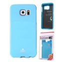 CUSTODIA GEL TPU SILICONE per SAMSUNG SM-G920 GALAXY S6 COLORE AZZURRO LUCIDO CON GLITTER ALTA QUALITA' MERCURY BLISTER