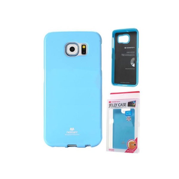 CUSTODIA GEL TPU SILICONE per SAMSUNG SM-G920 GALAXY S6 COLORE AZZURRO LUCIDO CON GLITTER ALTA QUALITA' MERCURY BLISTER