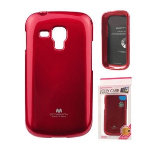 CUSTODIA GEL TPU SILICONE per SAMSUNG S7562 GALAXY S DUOS, S7560, S7580 ROSSO LUCIDO CON GLITTER ALTA QUALITA' MERCURY BLISTER