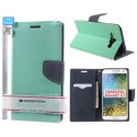 CUSTODIA FLIP ORIZZONTALE per SAMSUNG SM-E700 GALAXY E7 CON INTERNO IN TPU E STAND COLORE VERDE ACQUA FANCY DIARY MERCURY