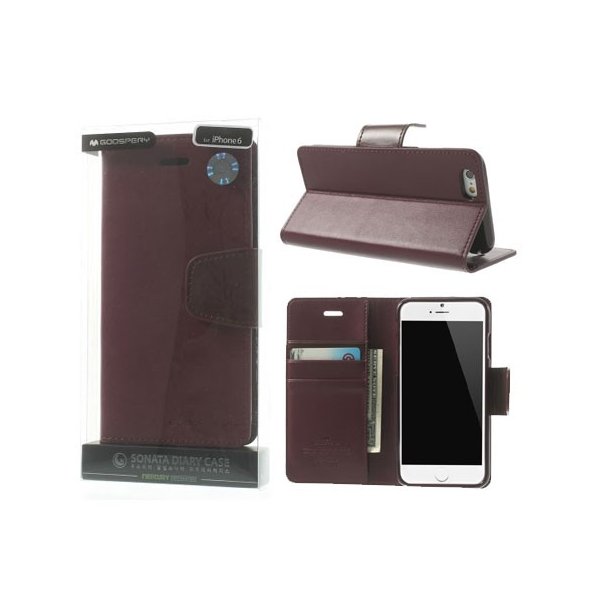 CUSTODIA FLIP ORIZZONTALE PELLE per APPLE IPHONE 6 PLUS, 6S PLUS 5.5" CON INTERNO IN TPU E STAND BORDEAUX ALTA QUALITA' SONATA