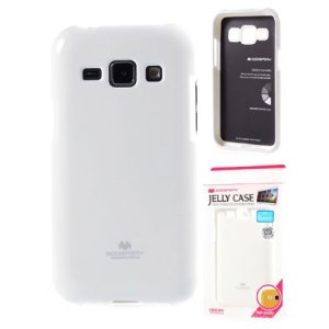 CUSTODIA GEL TPU SILICONE per SAMSUNG SM-J100H GALAXY J1 COLORE BIANCO LUCIDO CON GLITTER ALTA QUALITA' MERCURY BLISTER