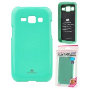 CUSTODIA GEL TPU SILICONE per SAMSUNG SM-J100H GALAXY J1 COLORE VERDE ACQUA LUCIDO CON GLITTER ALTA QUALITA' MERCURY