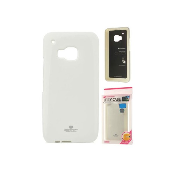 CUSTODIA per HTC ONE M9, ONE M9 PRIME CAMERA IN GEL TPU SILICONE COLORE BIANCO LUCIDO CON GLITTER ALTA QUALITA' MERCURY