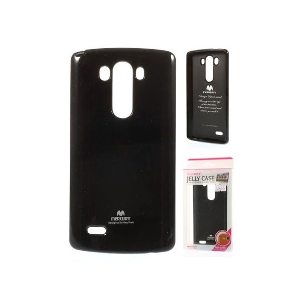 CUSTODIA GEL TPU SILICONE per LG G4, H815 COLORE NERO LUCIDO CON GLITTER ALTA QUALITA' MERCURY BLISTER