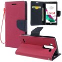 CUSTODIA FLIP ORIZZONTALE per LG G4, H815 CON INTERNO IN TPU SILICONE, STAND, TASCHE PORTA CARTE E LACCIO DA POLSO COLORE FUCSIA