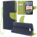 CUSTODIA FLIP ORIZZONTALE per MICROSOFT LUMIA 640 CON INTERNO IN TPU, STAND, PORTA CARTE E LACCIO DA POLSO COLORE BLU