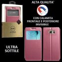 CUSTODIA FLIP ORIZZONTALE PELLE per SAMSUNG SM-G925 GALAXY S6 EDGE con CHIUSURA MAGNETICA INVISIBILE ED INTERNO IN TPU ROSA