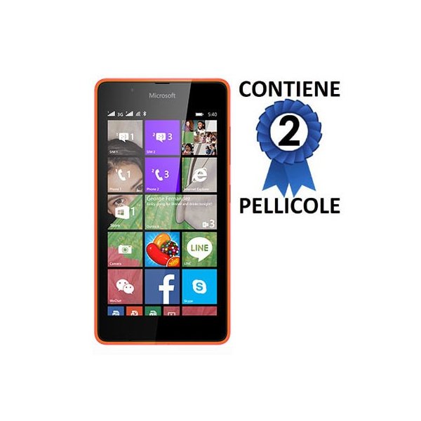 PELLICOLA PROTEGGI DISPLAY per MICROSOFT LUMIA 540 DUAL SIM CONFEZIONE 2 PEZZI