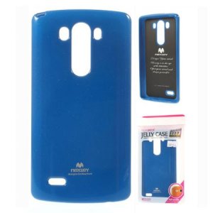 CUSTODIA GEL TPU SILICONE per LG G4, H815 COLORE BLU LUCIDO CON GLITTER ALTA QUALITA' MERCURY BLISTER