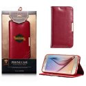 CUSTODIA FLIP ORIZZONTALE VERA PELLE per SAMSUNG SM-G920 GALAXY S6 CON STAND  ED INTERNO IN TPU BORDEAUX ROYALE BLISTER