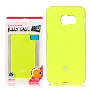 CUSTODIA GEL TPU SILICONE per SAMSUNG SM-G925 GALAXY S6 EDGE GIALLO FLUORESCENTE CON GLITTER ALTA QUALITA' MERCURY BLISTER