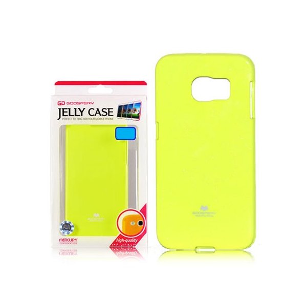 CUSTODIA GEL TPU SILICONE per SAMSUNG SM-G925 GALAXY S6 EDGE GIALLO FLUORESCENTE CON GLITTER ALTA QUALITA' MERCURY BLISTER