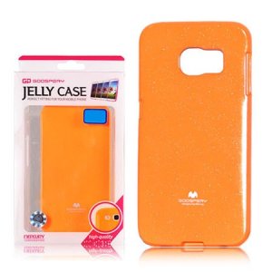 CUSTODIA GEL TPU SILICONE per SAMSUNG SM-G925 GALAXY S6 EDGE ARANCIONE FLUORESCENTE ALTA QUALITA' MERCURY BLISTER