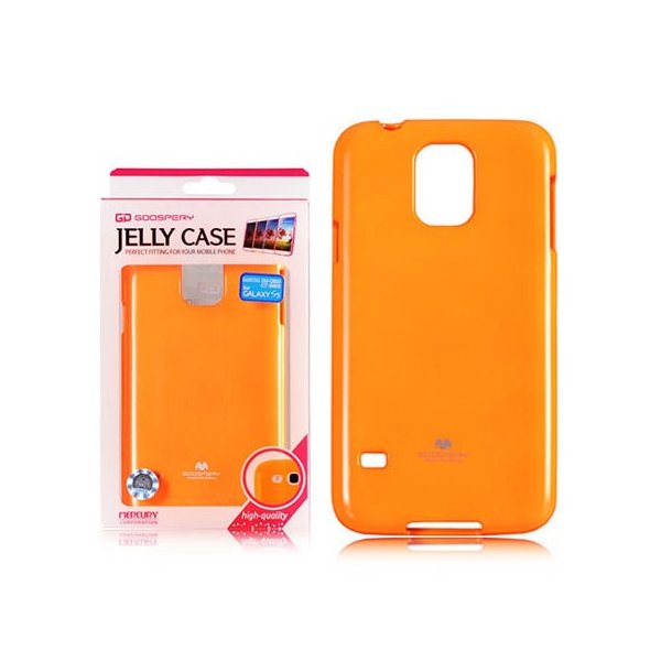 CUSTODIA GEL TPU SILICONE per SAMSUNG G900F GALAXY S5, GALAXY S5 NEO G903F ARANCIONE FLUORESCENTE ALTA QUALITA' MERCURY BLISTER