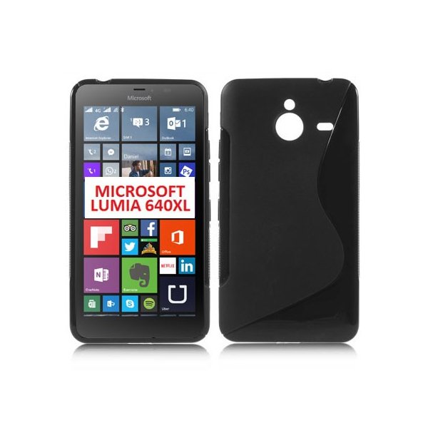 CUSTODIA GEL TPU SILICONE DOUBLE per MICROSOFT LUMIA 640 XL COLORE NERO