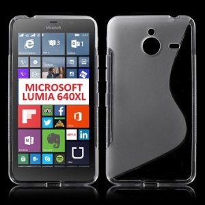 CUSTODIA GEL TPU SILICONE DOUBLE per MICROSOFT LUMIA 640 XL COLORE BIANCO - TRASPARENTE