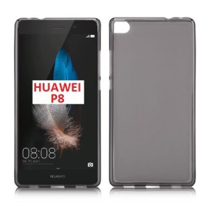 CUSTODIA GEL TPU SILICONE per HUAWEI ASCEND P8 COLORE NERO TRASPARENTE