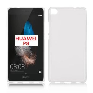 CUSTODIA GEL TPU SILICONE per HUAWEI ASCEND P8 COLORE BIANCO TRASPARENTE