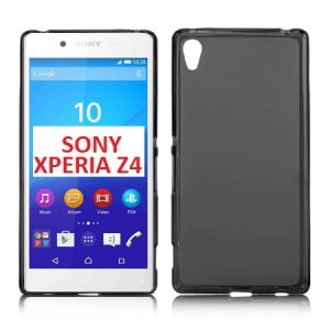 CUSTODIA GEL TPU SILICONE per SONY XPERIA Z4, XPERIA Z3+ COLORE NERO - TRASPARENTE