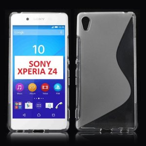 CUSTODIA GEL TPU SILICONE DOUBLE per SONY XPERIA Z4, XPERIA Z3+ COLORE BIANCO - TRASPARENTE