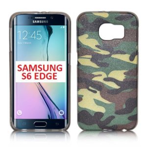 CUSTODIA GEL TPU SILICONE per SAMSUNG SM-G925 GALAXY S6 EDGE CON FANTASIA MILITARE COLORE VERDE