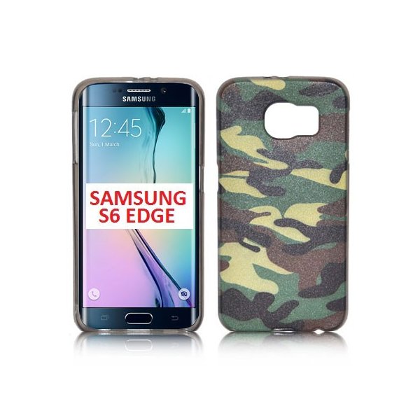 CUSTODIA GEL TPU SILICONE per SAMSUNG SM-G925 GALAXY S6 EDGE CON FANTASIA MILITARE COLORE VERDE