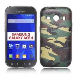 CUSTODIA GEL TPU SILICONE per SAMSUNG G357 GALAXY ACE 4 CON FANTASIA MILITARE COLORE VERDE