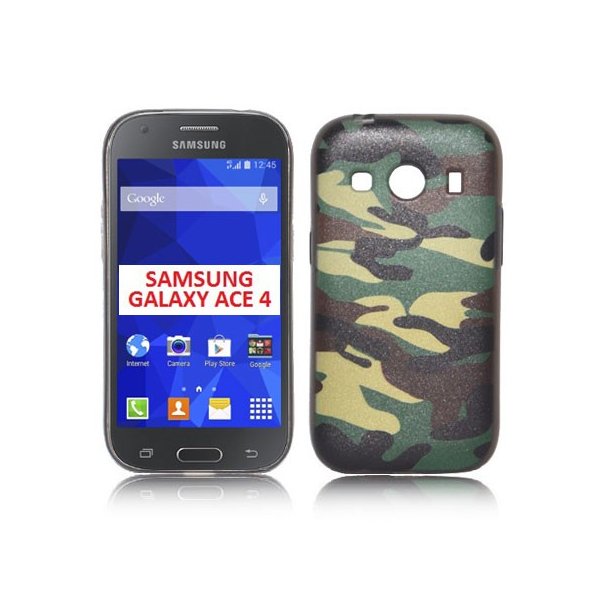 CUSTODIA GEL TPU SILICONE per SAMSUNG G357 GALAXY ACE 4 CON FANTASIA MILITARE COLORE VERDE