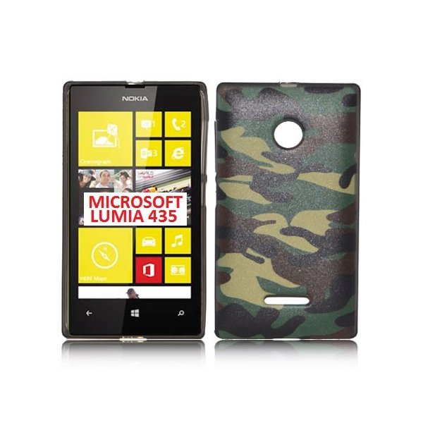 CUSTODIA GEL TPU SILICONE per MICROSOFT LUMIA 435 CON FANTASIA MILITARE COLORE VERDE