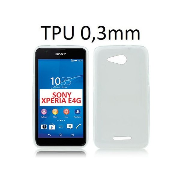 CUSTODIA GEL TPU SILICONE ULTRA SLIM 0,3mm per SONY XPERIA E4G, SONY XPERIA E4G DUAL COLORE BIANCO TRASPARENTE