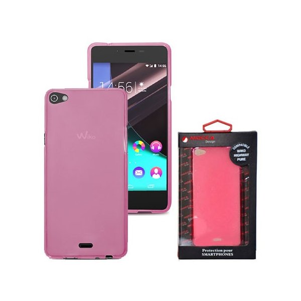 CUSTODIA GEL TPU SILICONE per WIKO HIGHWAY PURE 4G COLORE ROSA - TRASPARENTE ALTA QUALITA' MOCCA BLISTER