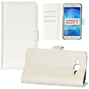 CUSTODIA FLIP ORIZZONTALE SIMILPELLE per SAMSUNG SM-J700F GALAXY J7 CON STAND E CHIUSURA MAGNETICA COLORE BIANCO