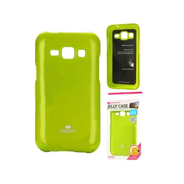 CUSTODIA GEL TPU SILICONE per SAMSUNG SM-J100H GALAXY J1 COLORE VERDE LUCIDO CON GLITTER ALTA QUALITA' MERCURY