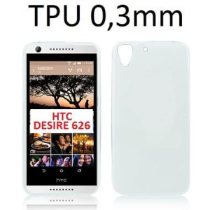 CUSTODIA GEL TPU SILICONE ULTRA SLIM 0,3mm per HTC DESIRE 626, A32, D626W COLORE BIANCO TRASPARENTE