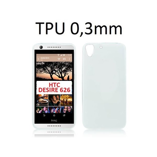 CUSTODIA GEL TPU SILICONE ULTRA SLIM 0,3mm per HTC DESIRE 626, A32, D626W COLORE BIANCO TRASPARENTE